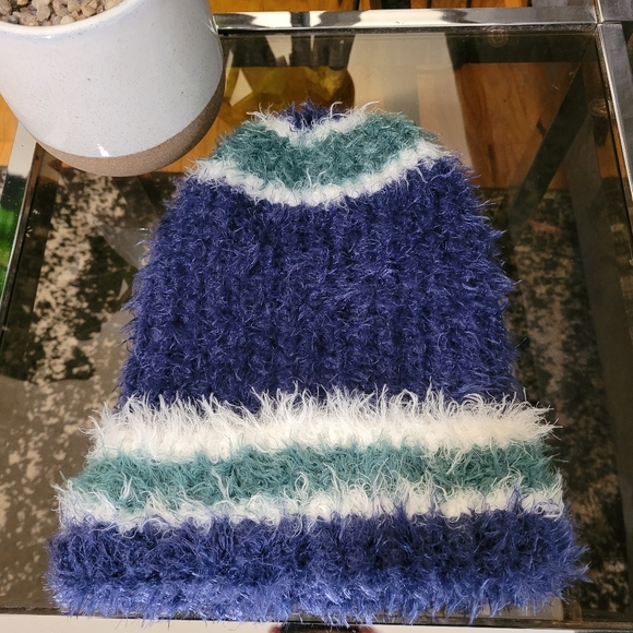 Free People Airy Rib Stripe Beanie Stylish Blue and Green Knit Beanie One Size - Picture 5 of 9